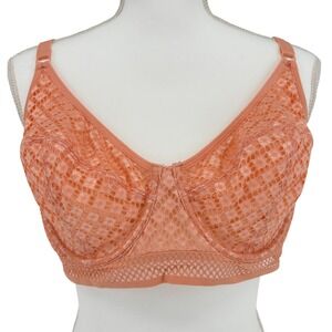 Adore Me Peach Orange Geometric Lace Unlined Underwire Bra 42DD